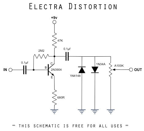 einfachster Verzerrer mit nur einem NPN-Transistor