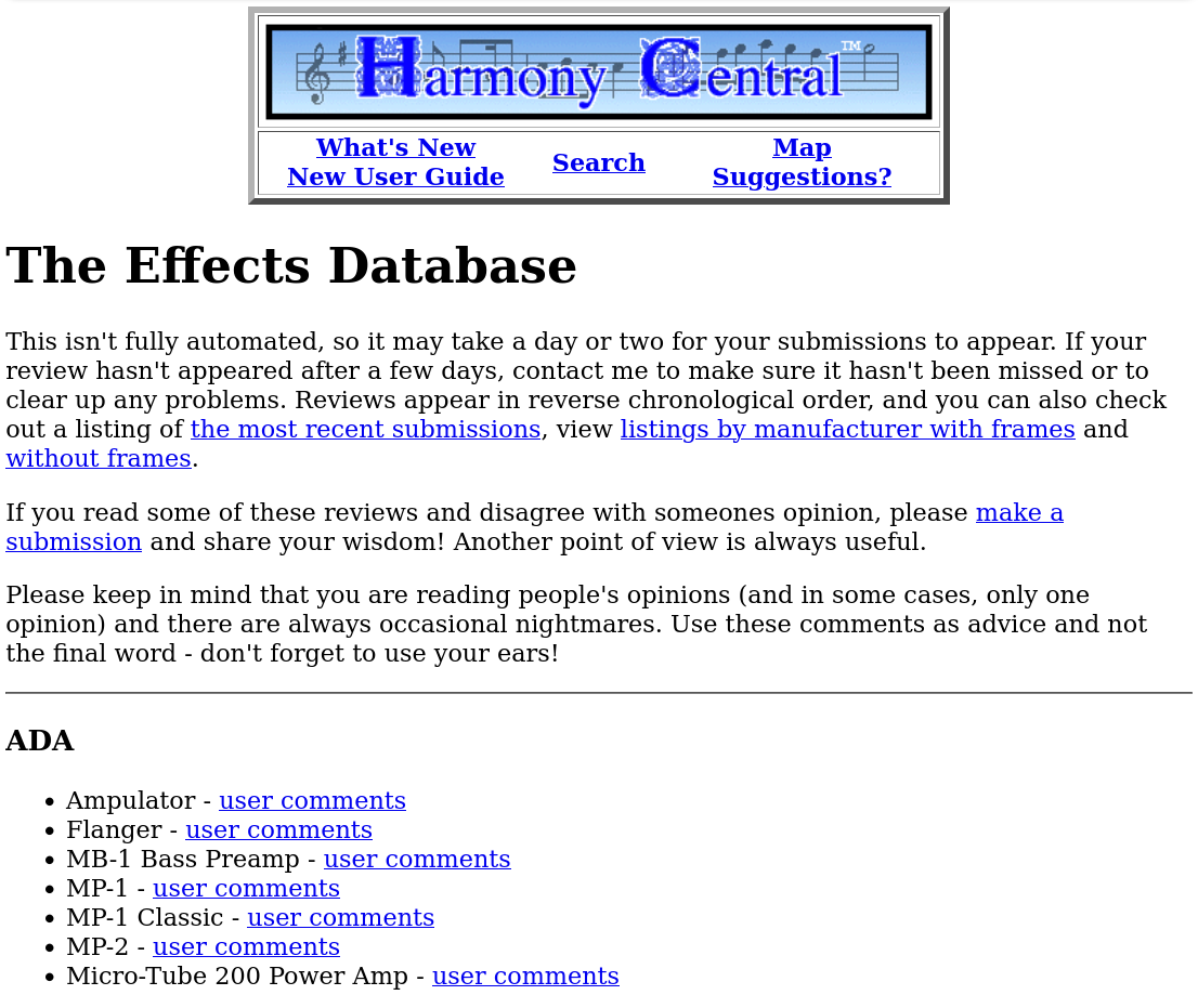 Gemütlich sah Harmony Central 1996 noch aus und werbefrei…